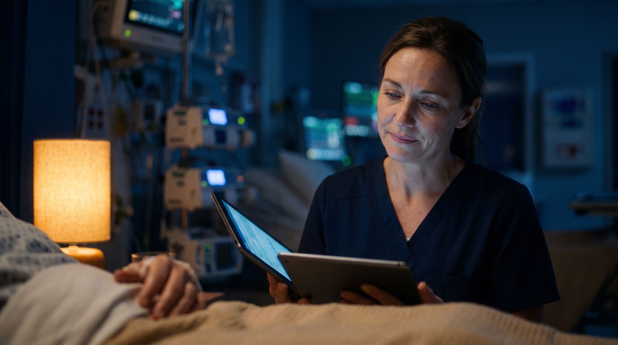 A clinician on a hospital ward